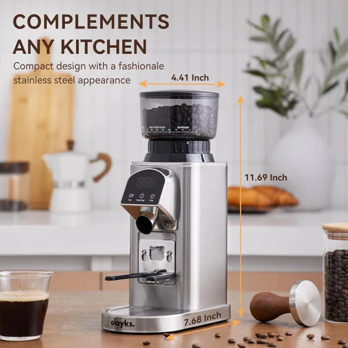 Miniatura 9 de Molinillo de café cónico eléctrico con temporizador electrónico, antiestático, molinillos de café para uso doméstico, molinillo de rebabas cónicas