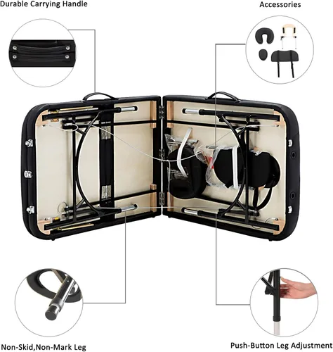 Miniatura 2 de Artechworks Mesa de masaje plegable portátil ligera de 28 pulgadas de ancho, 3 pulgadas, para salón facial, spa, cama de tatuaje con patas