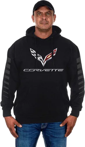 JH DESIGN GROUP Chevy Corvette - Sudadera con capucha para hombre con logotipo C7, Negro -