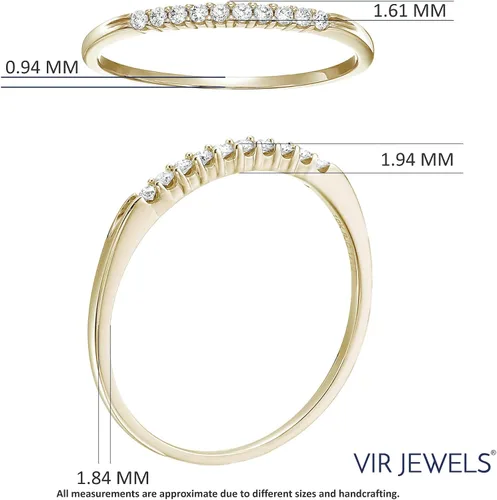 Miniatura 4 de Anillo de aniversario de boda de diamantes pequeños de 110 quilates (ctw) para mujer, anillo de compromiso de diamantes redondos de oro amarillo