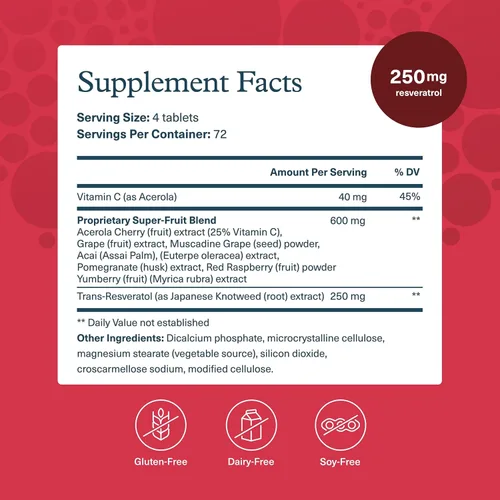 Miniatura 2 de Youtheory Resveratrol Fórmula antioxidante avanzada - Suplemento antioxidante premium con mezcla de superfrutas - Contiene ResVida - Sin lácteos