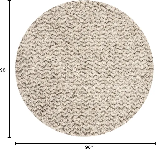 Miniatura 2 de SAFAVIEH Colección Hudson Shag SGH330A - Alfombra redonda de área de 2 pulgadas de grosor, diseño cheurón, 8 pies, color marfil y gris