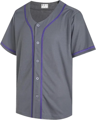 Miniatura 8 de Pullonsy Camiseta de béisbol en blanco para hombres y mujeres, camisas de manga corta con botones completos, hip hop, hipster, uniformes deportivos