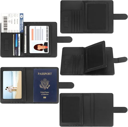 Miniatura 2 de Cartera de pasaporte de piel sintética para pasaporte, RFID impermeable, carteras esenciales para vacaciones, pasaporte, carteras de viaje