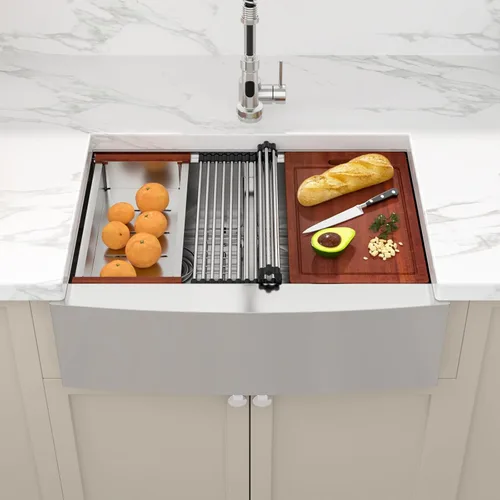 Miniatura 2 de Sarlai Fregadero de Cocina de Granja de Doble Tazón de Acero Inoxidable de 30 - Fregadero de Cocina de 30 x 22 pulgadas con Frente de Delantal