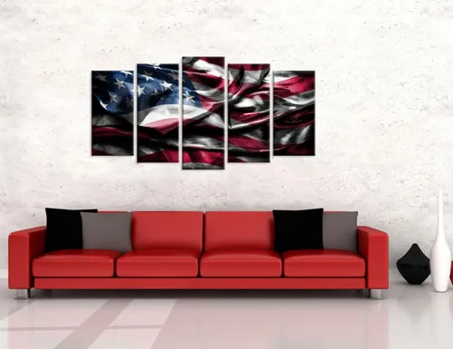 Miniatura 2 de iHAPPYWALL 5 piezas de lienzo de bandera estadounidense de Estados Unidos, arte de pared de banderas vintage, impresión giclée, arte patriótico