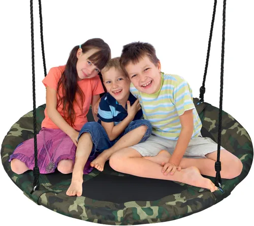Miniatura 12 de Costzon - Platillo volador de 40 pulgadas, columpio seguro y resistente para niños de fácil montaje, cuerdas ajustables, ideal para el parque de Rosa