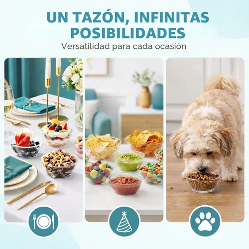 Miniatura 5 de JoyServe Mini cuencos de plástico transparente – A granel paquete de 100 cuencos desechables de plástico duro de primera calidad para postres