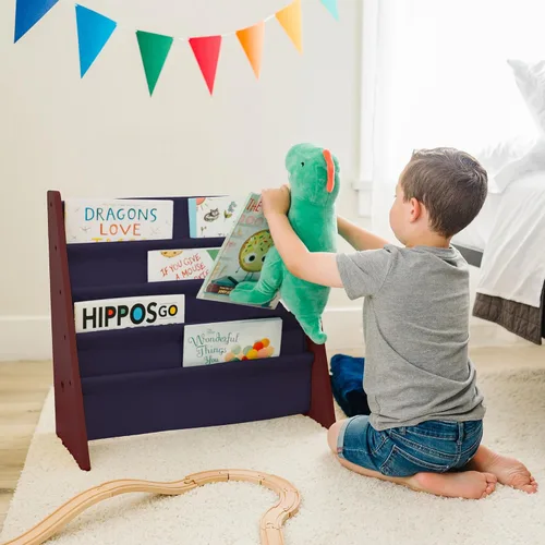 Miniatura 6 de Wildkin estantería de lona para niños y niñas, diseño de madera con cuatro estantes de tela, mantén las habitaciones, salas de juegos y aulas
