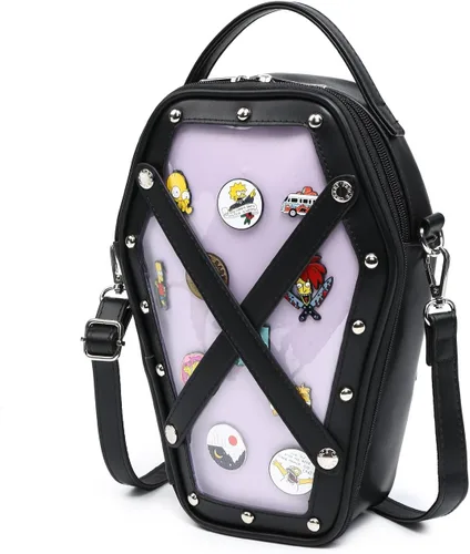 Ita Bag Mochila gótica forma ataúd monederos y bolsos de moda Halloween JK bolsas correas cruzadas desmontables, B-negro Púrpura, Classic