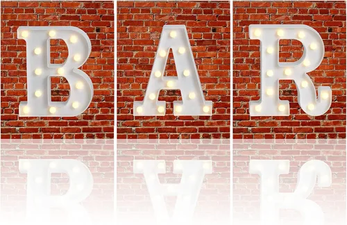 Miniatura 7 de Luces LED de marquesina, letrero de barra iluminado, lámpara de letras para bar, bar, funciona con pilas, para boda, fiesta de cumpleaños, lámpara