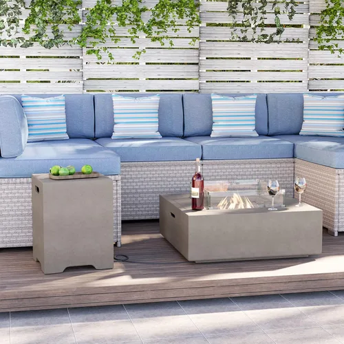 Miniatura 8 de HOMPUS Mesa cuadrada de propano para exteriores, mesa de fuego de 35 x 12 pulgadas, 50000 BTU con cubierta impermeable y piedra de fuego para patio