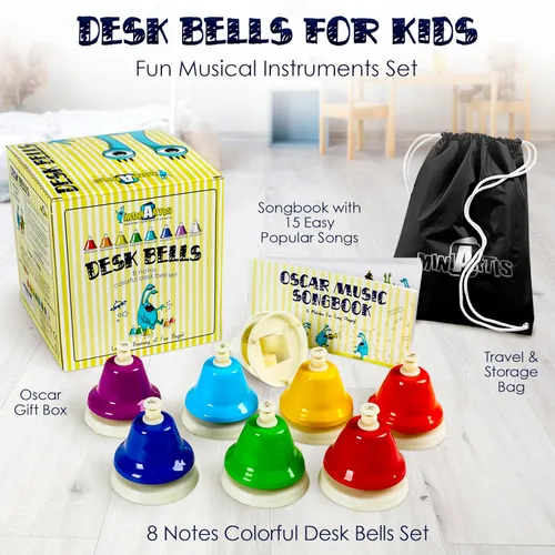 Miniatura 2 de MINIARTIS Campanas de escritorio para niños Juguetes educativos de música para niños pequeños Juego de campanas de mano coloridas de 8 notas