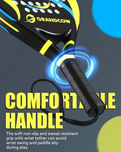 Miniatura 4 de Raqueta de pádel de fibra de carbono Power Lite Pop Tennis Paddle Paddleball raquetas 2 piezas negro
