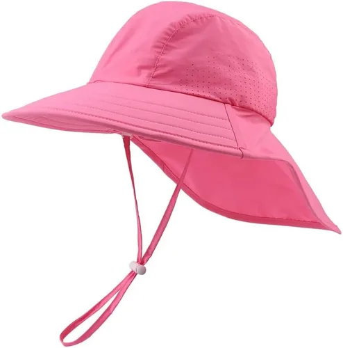 Miniatura 51 de Sombrero de verano para niños pequeños con solapa para el cuello, impermeable, sombrero de natación para niños, protección UV, sombrero de playa