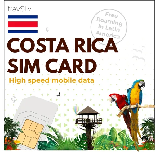 travSIM Tarjeta SIM de Costa Rica | Datos móviles de 10 GB a velocidades 4G/5G | Roaming gratuito en El Salvador, Guatemala, Nicaragua y Panamá |