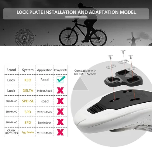 Miniatura 4 de SAVADECK Pedales de bicicleta de carretera, pedales de aleación de aluminio con tacos para sistema Shimano/Mirada, pedales autobloqueantes sin clip