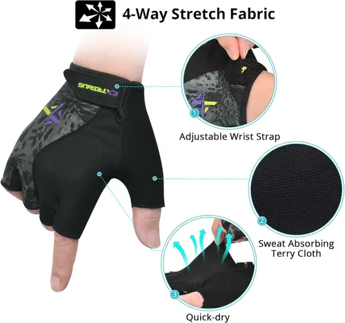 Miniatura 4 de Extremus Antero Cycling Gloves Bike Gloves Half Finger Biking Gloves for Men Women with Anti-Slip Shock-Absorbing Pad, Breathable Bicycle Gloves
