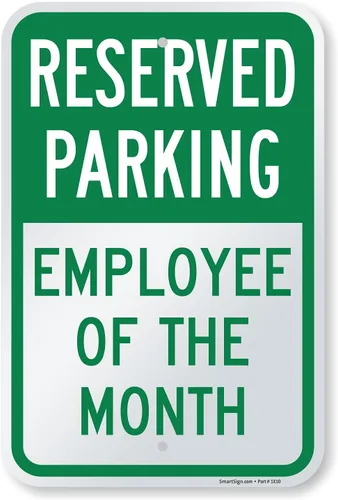 Miniatura 10 de SmartSign Letrero de estacionamiento reservado de empleado del mes verde/blanco, 10 x 14 pulgadas, aluminio laminado inoxidable de 40 mil, fabricado