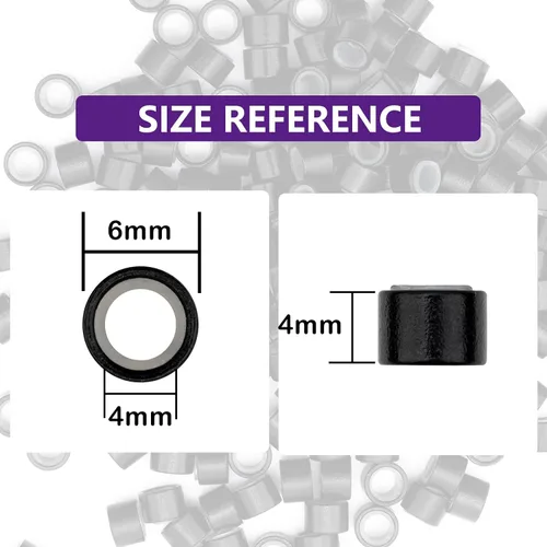 Miniatura 3 de Hairro Micro Link Beads - 200 piezas de 0.236 in con forro de silicona micro anillos para extensiones de cabello humano, extensiones de plumas beige