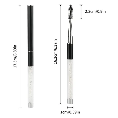 Miniatura 2 de G2PLUS 3 cepillos de cejas con tapa, cepillo portátil y flexible, cepillos de rímel de pestañas, aplicador, herramientas de maquillaje para Negro