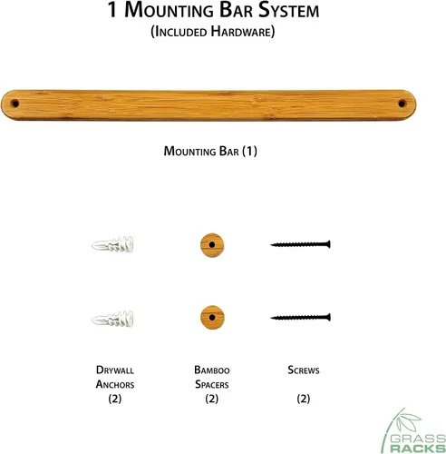 Miniatura 8 de Grassracks Soporte de pared para snowboard y monopatín de bambú y abedul, serie Moloka`i