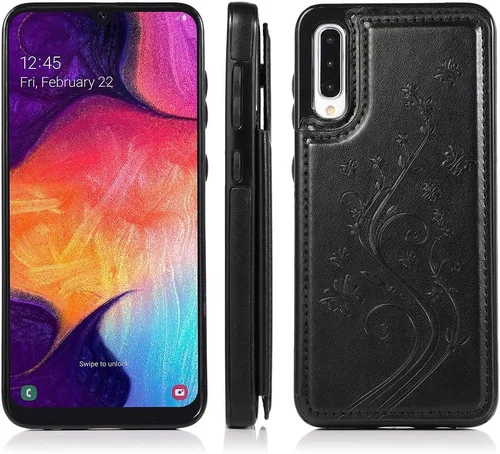 Miniatura 3 de Funda de teléfono para Samsung Galaxy A50 con protector de pantalla de vidrio templado y tarjetero con soporte para tarjetero, accesorios de cuero