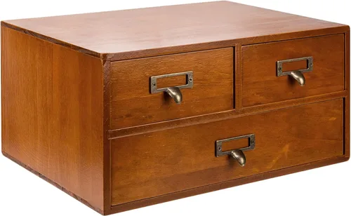 Gabinete de boticario modular apilable de escritorio con 3 cajones, boticario de madera maciza para mesa, cajones de catálogo de tarjetas con