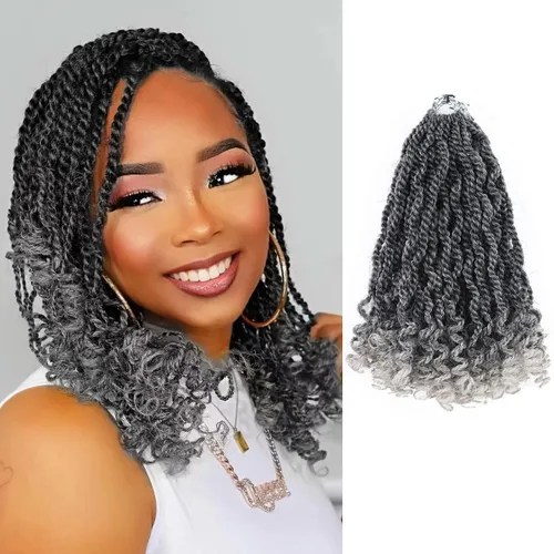 Miniatura 34 de Cabello rubio de ganchillo para mujeres negras, trenzas senegalesas onduladas de ganchillo de 12 pulgadas, trenzas kinky de ganchillo cortas 27613