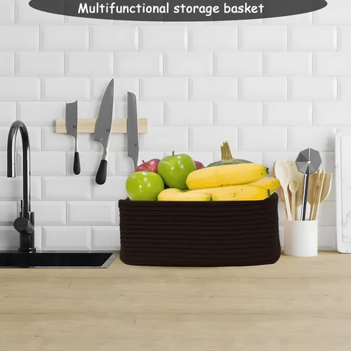 Miniatura 7 de COMFY-HOMI Cestas de almacenamiento de 11.5 x 7.5 x 4.7 pulgadas para organizar, cesta tejida de cuerda de algodón, caja de almacenamiento