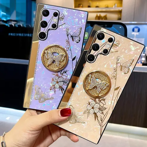 Miniatura 6 de Changjia Funda con función atril para Samsung Galaxy A15 5G, bonita funda con purpurina 3D con diamantes de imitación de mariposa con diamantes