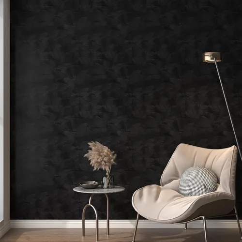 Miniatura 3 de Decotalk Papel tapiz negro con textura de 17.7 x 200 pulgadas, para decoración de dormitorio, papel adhesivo negro para armarios y cajones, papel