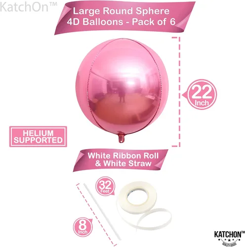 Miniatura 2 de KatchOn, Globos de papel aluminio de color rosa claro, 22 pulgadas, paquete de 6 unidades, globos de Mylar rosa claro para decoraciones de Navidad