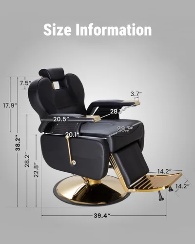 Miniatura 2 de Silla de peluquería resistente para peluquería 360° Swivel 135° Recline 550 LBS Adjustable Headrest Hydraulic Pu Leather Ideal for