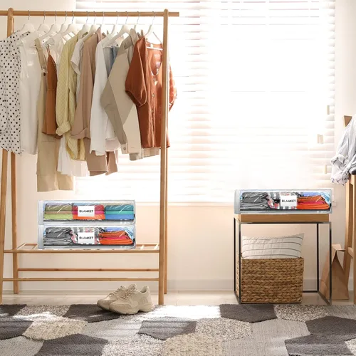 Miniatura 6 de Kenning Juego de 20 bolsas de almacenamiento de vinilo transparente con cremallera para organizador de sábanas, bolsas de plástico para suéter