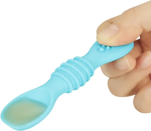 Miniatura 4 de PandaEar Paquete de 6 cucharas de silicona para bebé, utensilios de autoalimentación de 6 a 12 meses, cucharas para bebés de primera etapa