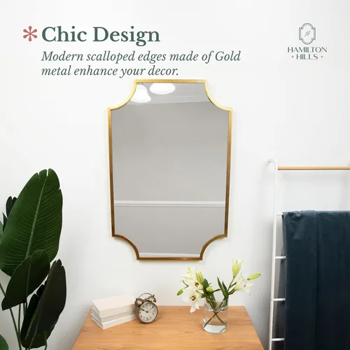Miniatura 6 de Hamilton Hills Espejo festoneado dorado con marco de metal de 24 x 36 pulgadas, espejos decorativos rectangulares grandes para decoración de pared