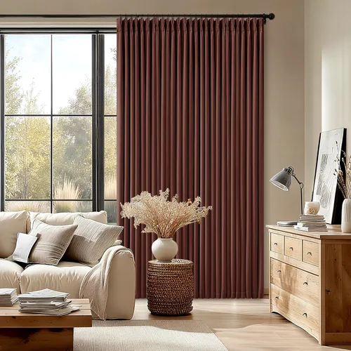 Miniatura 55 de Juego de 2 paneles de cortinas plisadas negras de 80 pulgadas para sala de estar, cortinas plisadas de lino con forro de 80 pulgadas de largo, 100%