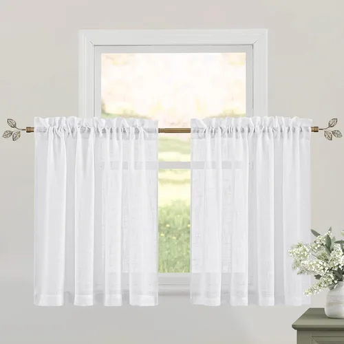 Miniatura 76 de RYB HOME Cortinas extralargas de 108 pulgadas de largo, transpirables con bolsillo para barra, cortinas traslúcidas blancas para sala de estar