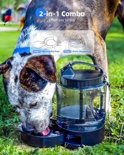 Miniatura 3 de lesotc Botella de agua de viaje para perros portátil con cuenco extraíble, dispensador de agua de viaje grande de 77 onzas para perros, artículos
