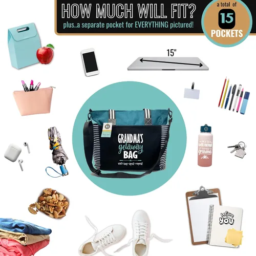 Miniatura 26 de Brooke & Jess Designs Bolso de mano para la abuela – Bolso de lona resistente con cremallera y bolsillo interior para la abuela para uso diario