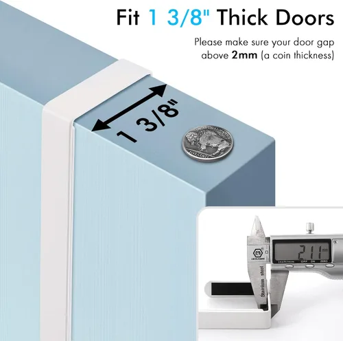 Miniatura 5 de KES Colgador para tabla de planchar sobre la puerta, soporte para patas en T, para 1 3/8" puerta, soporte de hierro de metal blanco, HIR500A-WH