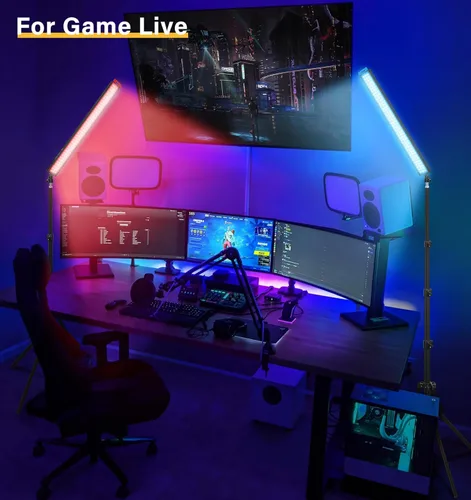 Miniatura 7 de Paquete de 2 barras de luz LED de video con soporte de trípode de 62.99 pulgadas/filtro de color, regulable 2500K-8500K luz de estudio kit