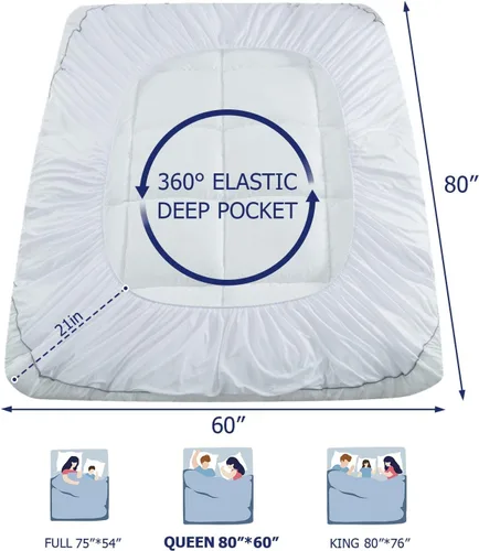 Miniatura 4 de Marine Moon Cubrecolchón Individual con Relleno de Almohadón, Colchoneta para Cama/Cubrecolchón, Acolchado Doble de Felpa, Alternativa de Calidad