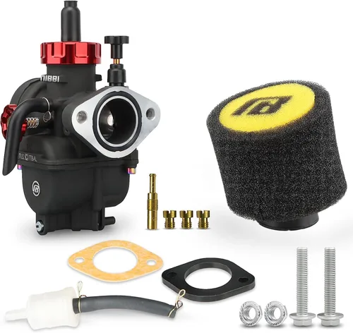 Kit de Carburador NIBBI PE17, Carburador de 17 mm para Motocicleta con Filtro de Aire de Espuma - Compatible con Pitbike de 100 cc, 110 cc, Dirt