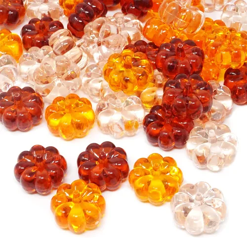 yueton 48 piezas de decoraciones acrílicas de otoño, adornos de calabaza acrílicas, cuentas de calabaza de plástico sin agujeros para Acción de