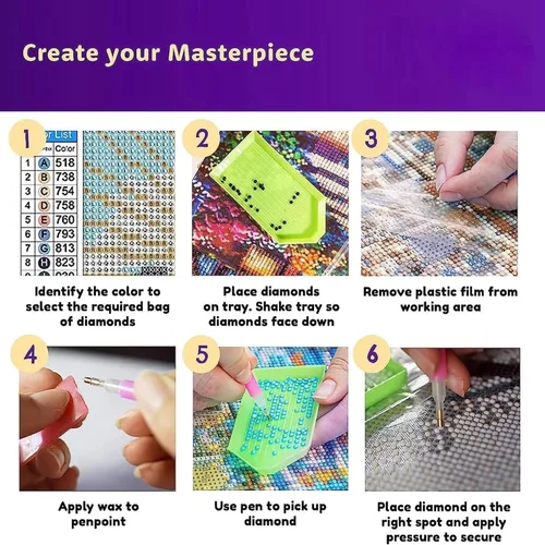 Miniatura 2 de EWJRNSF Paquete de 6 kits de pintura de diamantes 5D para adultos principiantes, juegos de arte de diamantes, pintura de gemas y manualidades, B 6