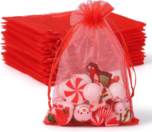 Miniatura 9 de WenTao 100 bolsas de organza blancas transparentes de 4 x 6 (3.9 x 5.9 in) para recuerdos de boda con cordón, bolsas de joyería de primera calidad