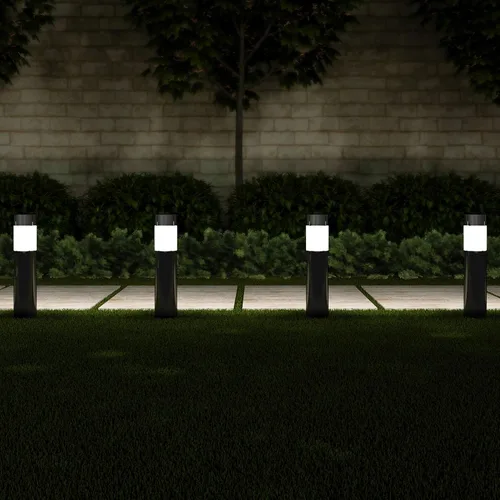 Miniatura 4 de Pure Garden - Juego de luces solares para camino, juego de 6 a 15 pulgadas de acero inoxidable para exteriores, para jardín, paisaje, patio, Negro