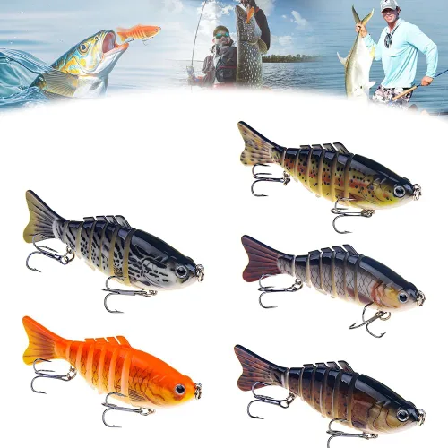 Miniatura 8 de hoehew Señuelo de pesca robótico, cebo de natación biónico 3D para agua dulce y agua salada, equipo de pesca atrae señuelos de pesca, lubina